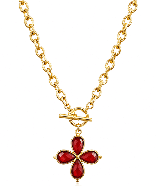 Flower Shape Pendant Chain Toggle Short Necklace
