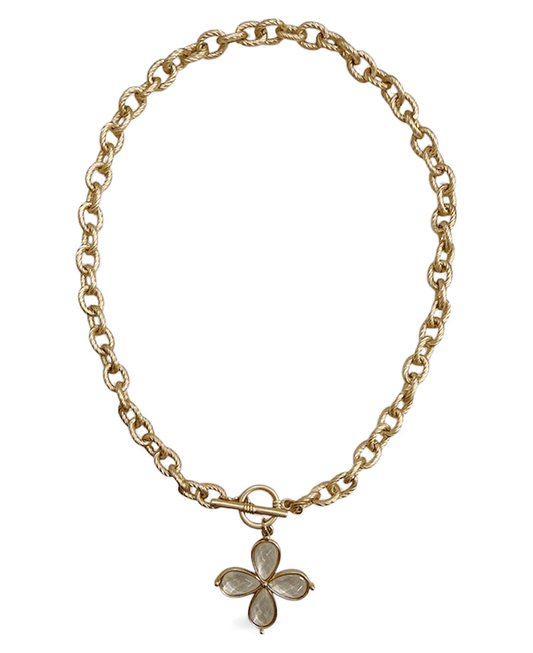 Flower Shape Pendant Chain Toggle Short Necklace