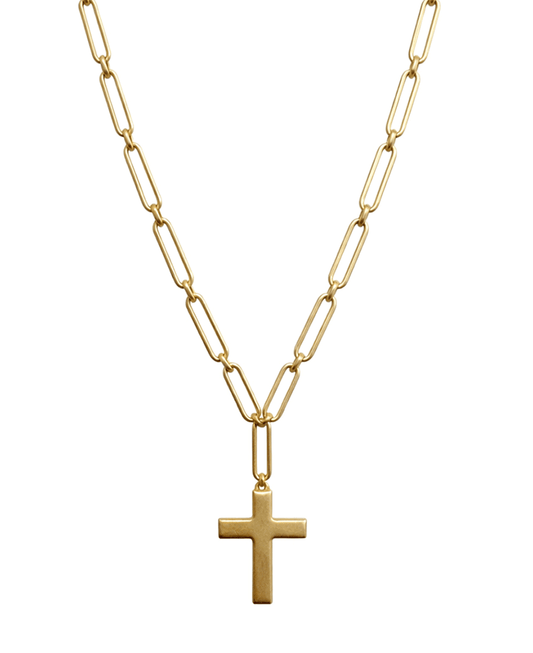 Cross Paperclip Chain Short Necklace