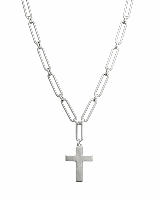 Cross Paperclip Chain Short Necklace