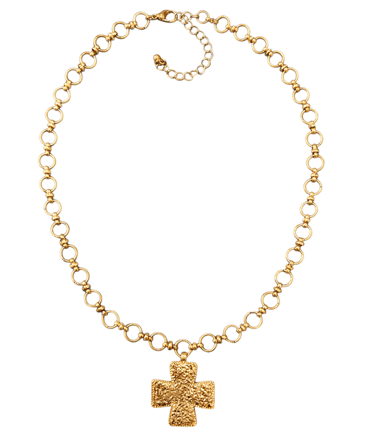 Cross Circle Linked Chain Short Necklace