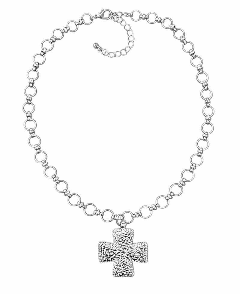 Cross Circle Linked Chain Short Necklace