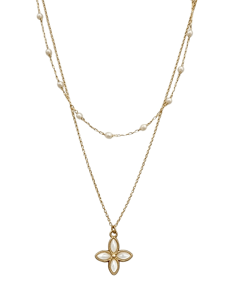 Clover Shape Pendant Layered Short Necklace