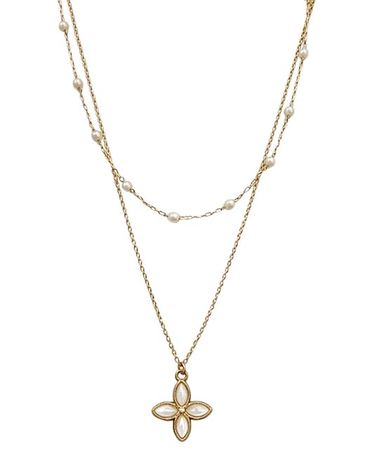 Clover Shape Pendant Layered Short Necklace