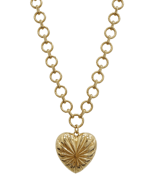 Puffy Herat Chunky Open Link Chain Necklace