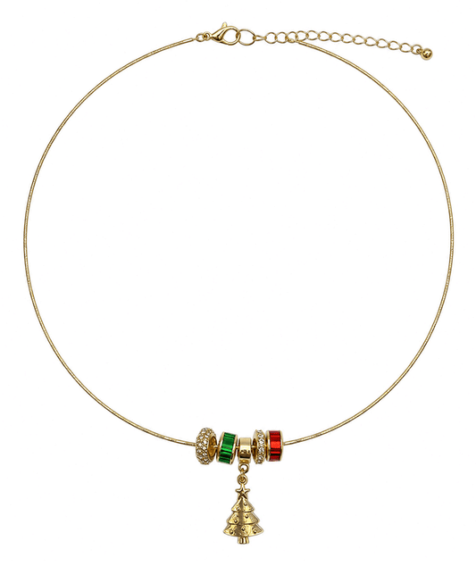 Christmas Tree Charm Collar Necklace