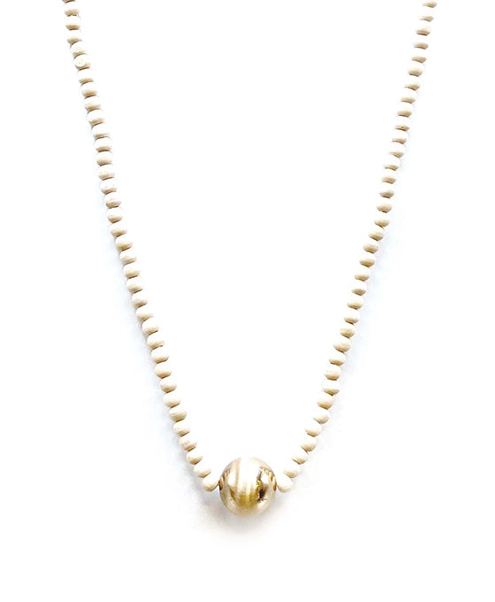 Metal Ball Accent Wood  Ball Necklace