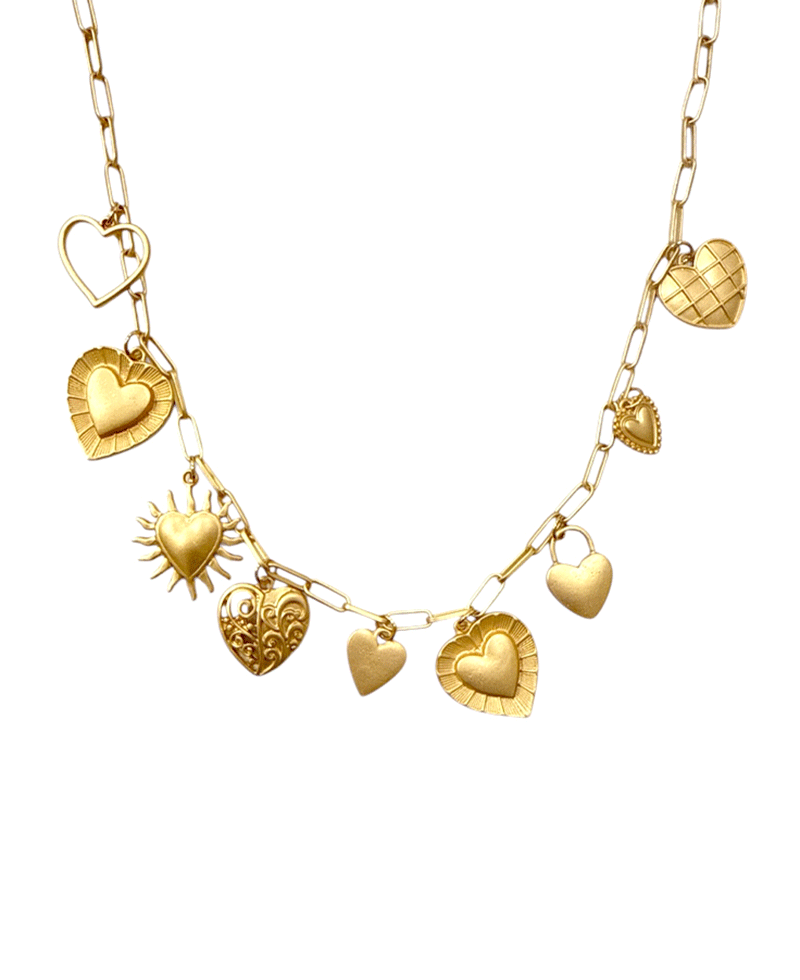 Multi Heart Charm Short Necklace