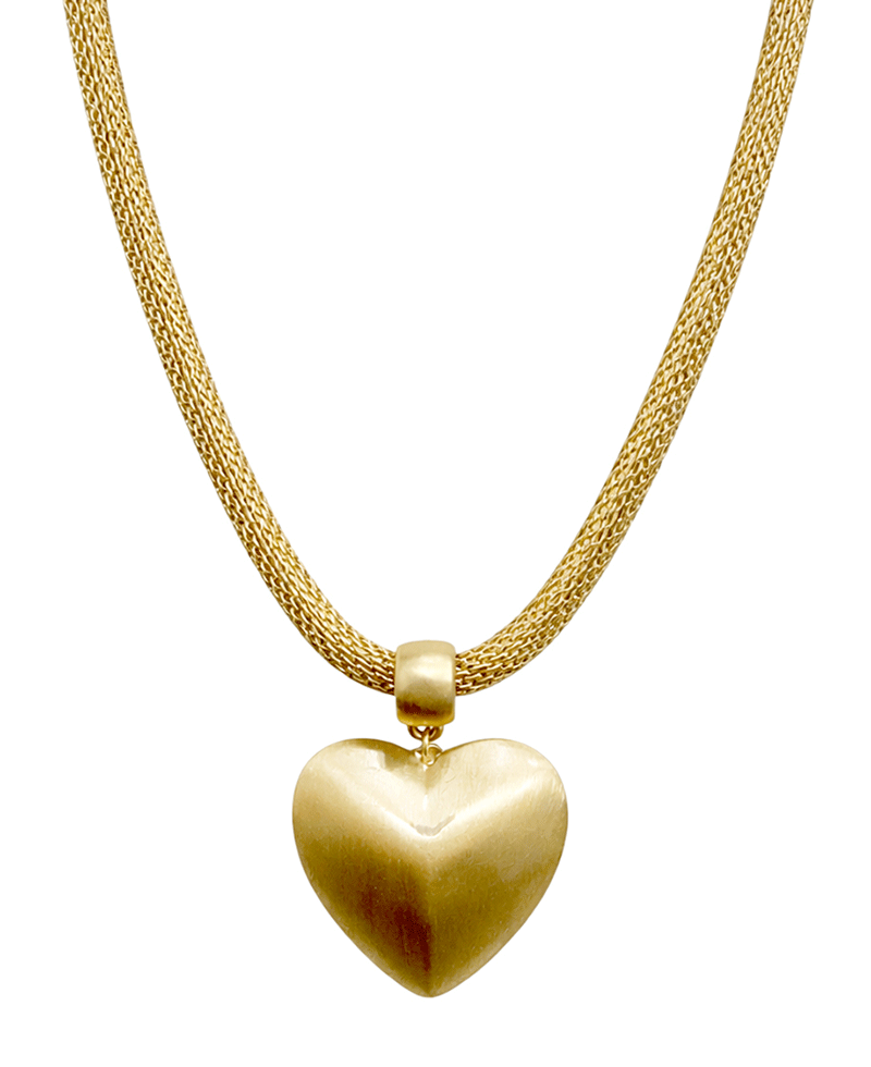 Puffy Heart Mesh Chain Necklace