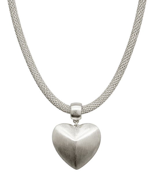 Puffy Heart Mesh Chain Necklace