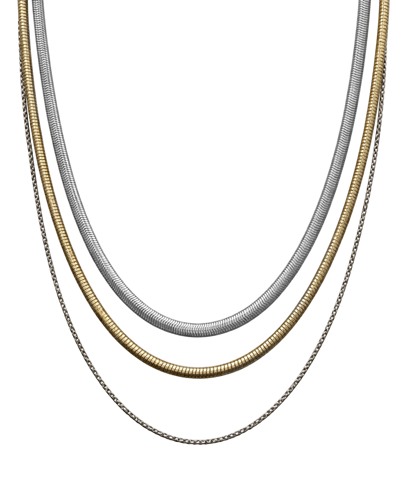 Three Strand Layered Chain Short Necklace