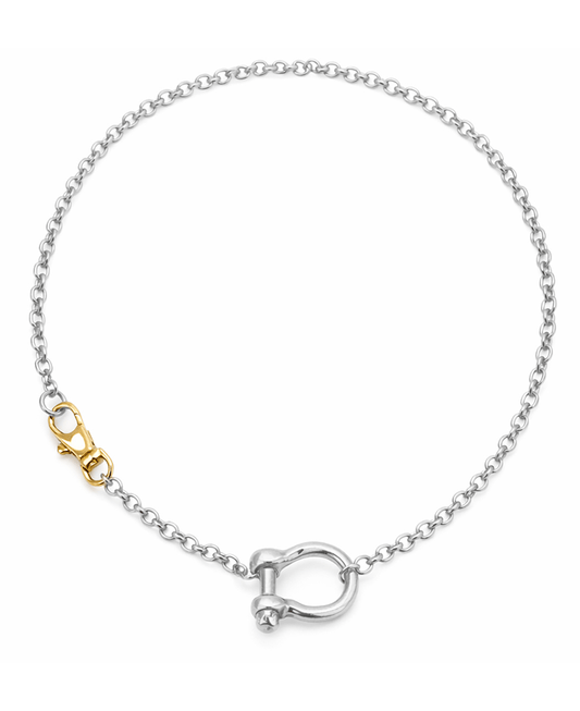 Statement Clasp Rolo Chain Short Necklace