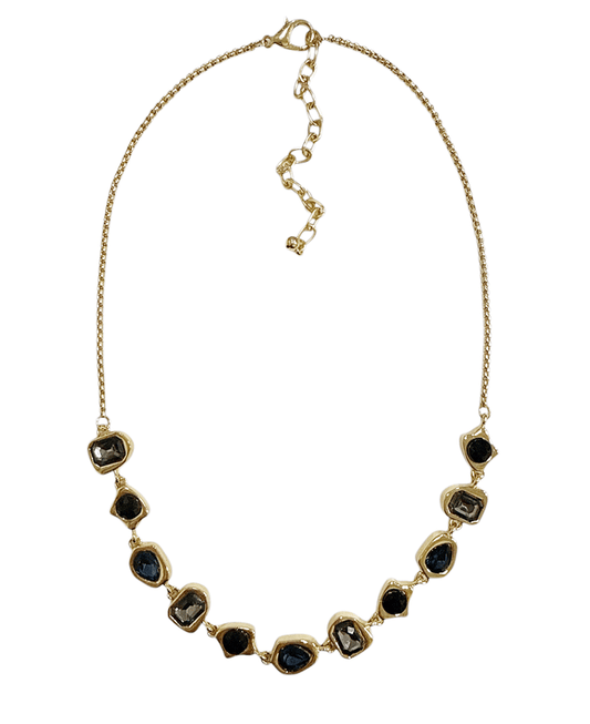 Multi Shape Stone Bezel Chain Short Necklace