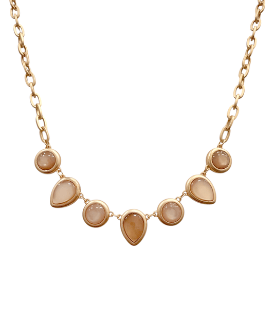 Teardrop & Round Frame w/ Resin Short Necklace