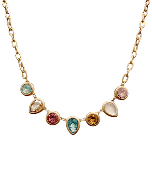 Teardrop & Round Frame w/ Resin Short Necklace