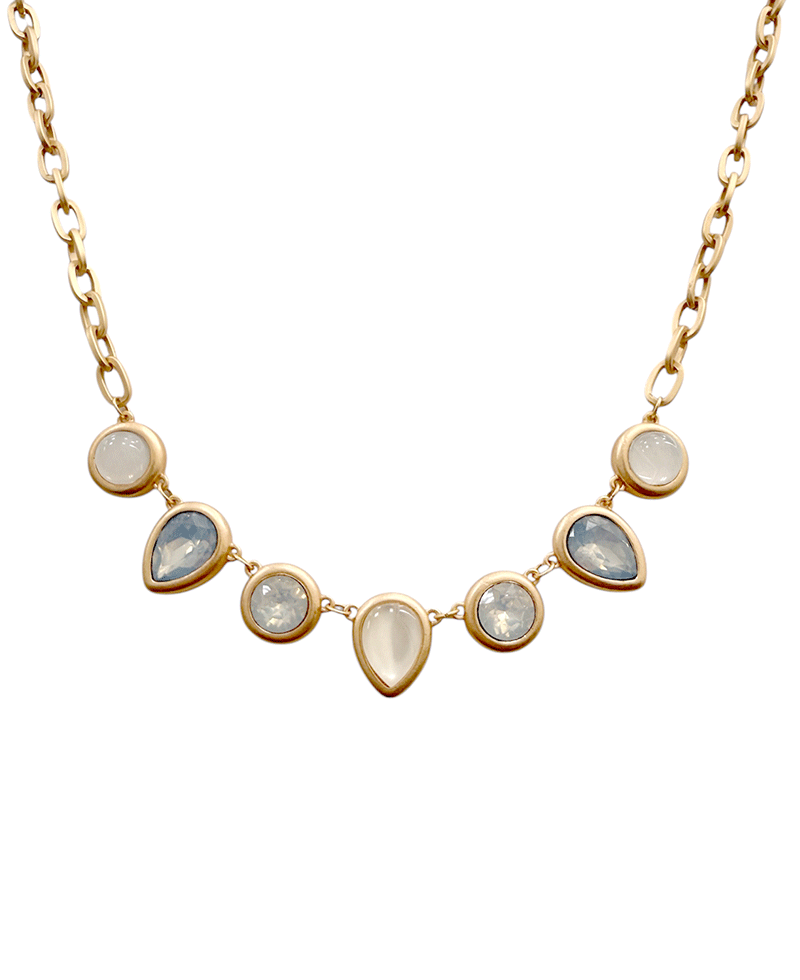 Teardrop & Round Frame w/ Resin Short Necklace