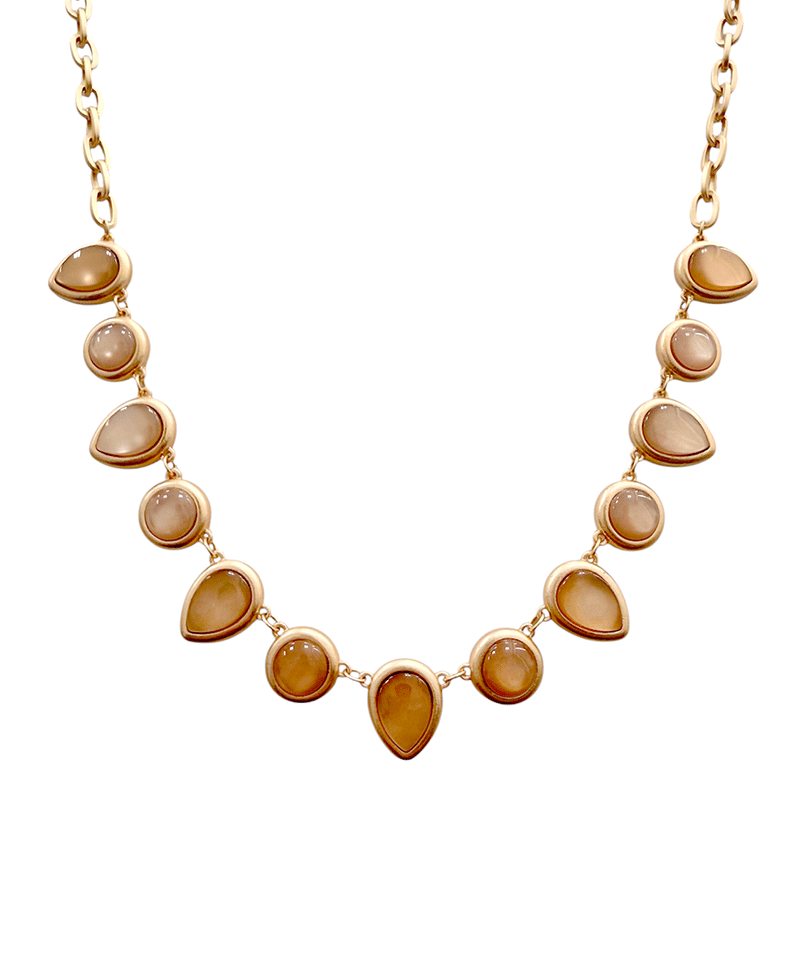 Teardrop & Round Frame w/ Resin Short Necklace