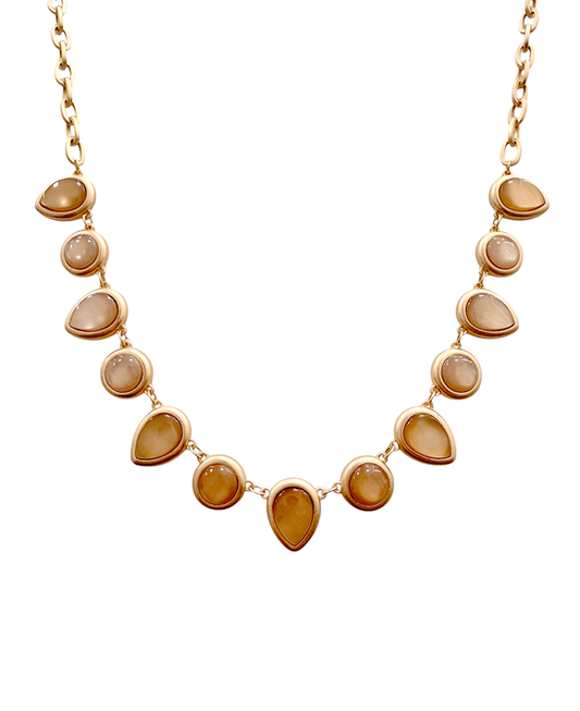Teardrop & Round Frame w/ Resin Short Necklace