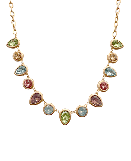 Teardrop & Round Frame w/ Resin Short Necklace