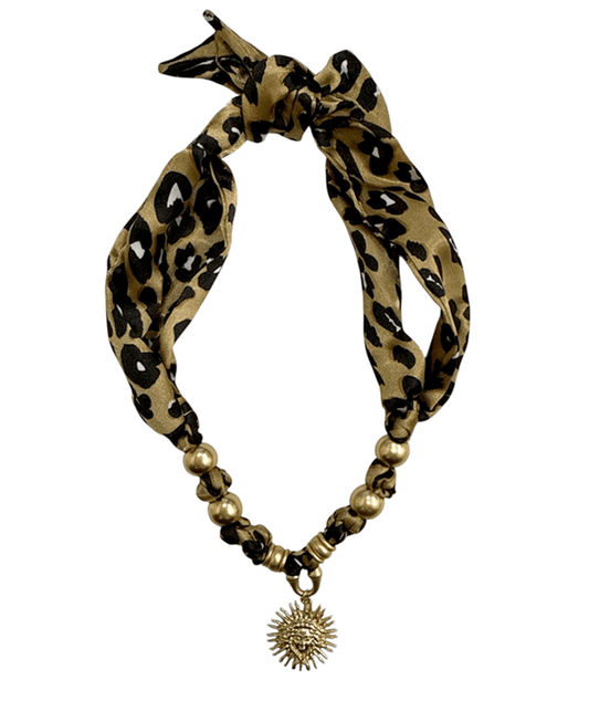 Sun Burst Leopard Scarf Necklace