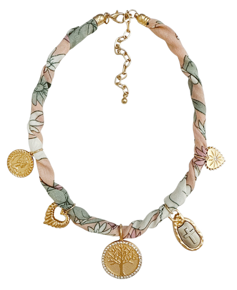 Multi Charm Scarf Necklace