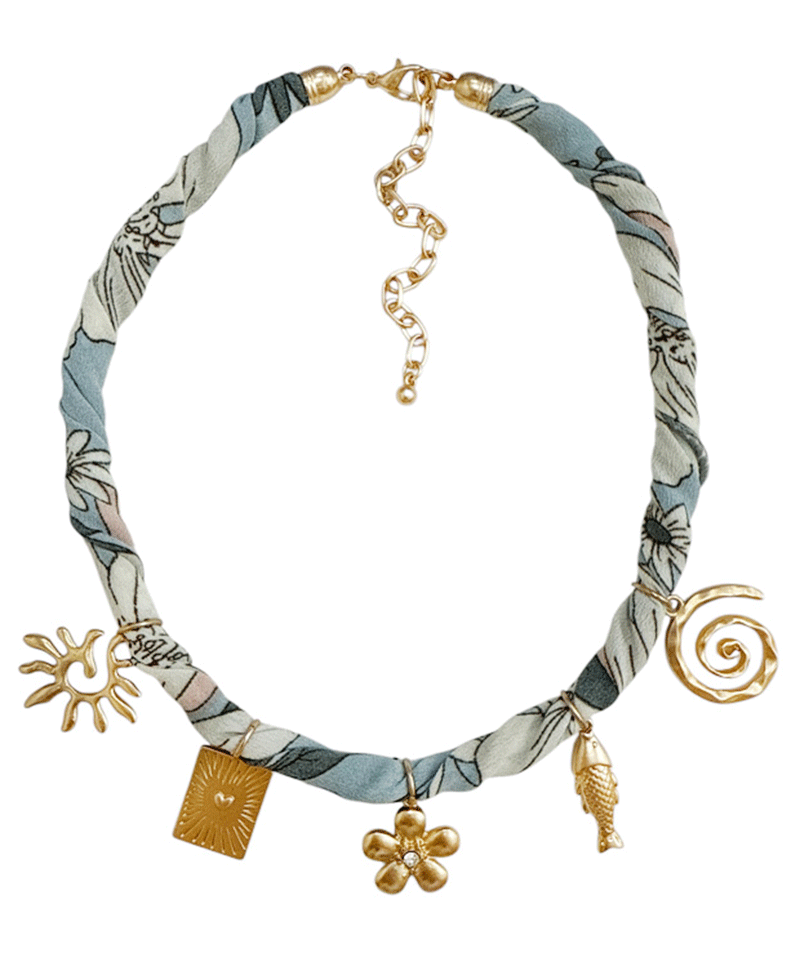 Multi Charm Scarf Necklace