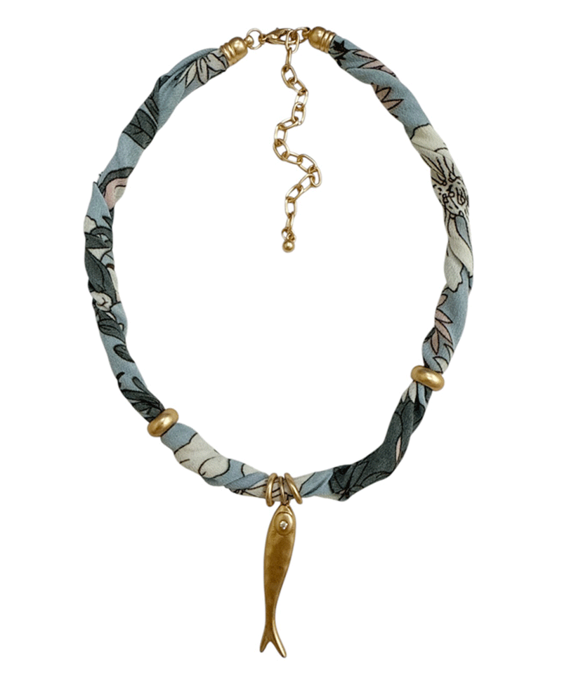 Fish Charm Scarf Necklace