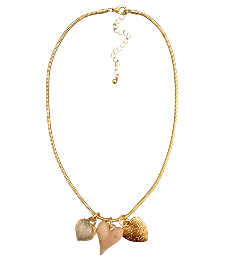 Chain w/ Multi Heart Short Necklace