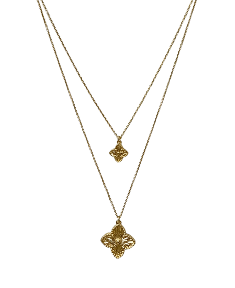 Layered Double Clover Short Necklace