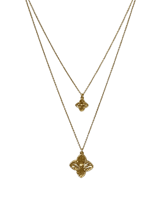Layered Double Clover Short Necklace