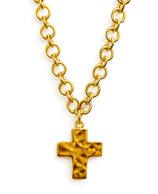 Hammered Cross Chain Necklace