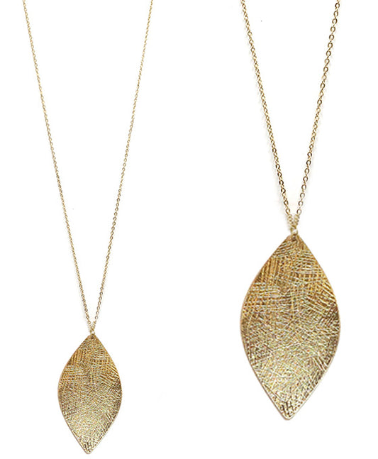 Metal Leaf Shape Pendant Necklace