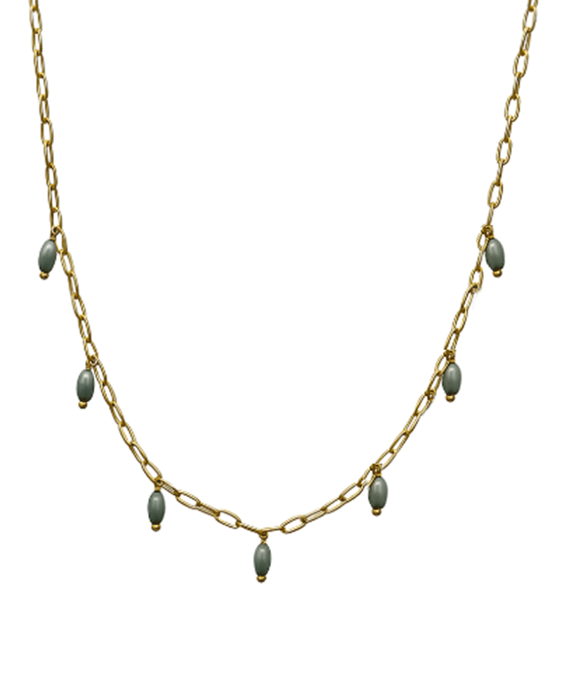 Chain w/ Beads Short Necklace - 16"