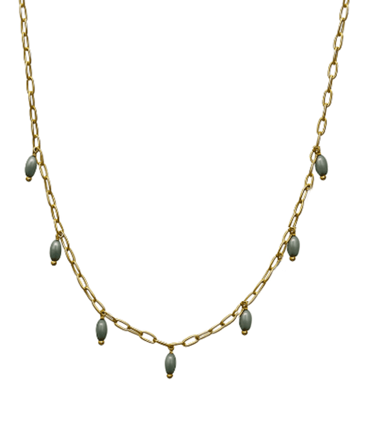 Chain w/ Beads Short Necklace - 16"