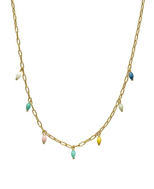 Chain w/ Beads Short Necklace - 16"