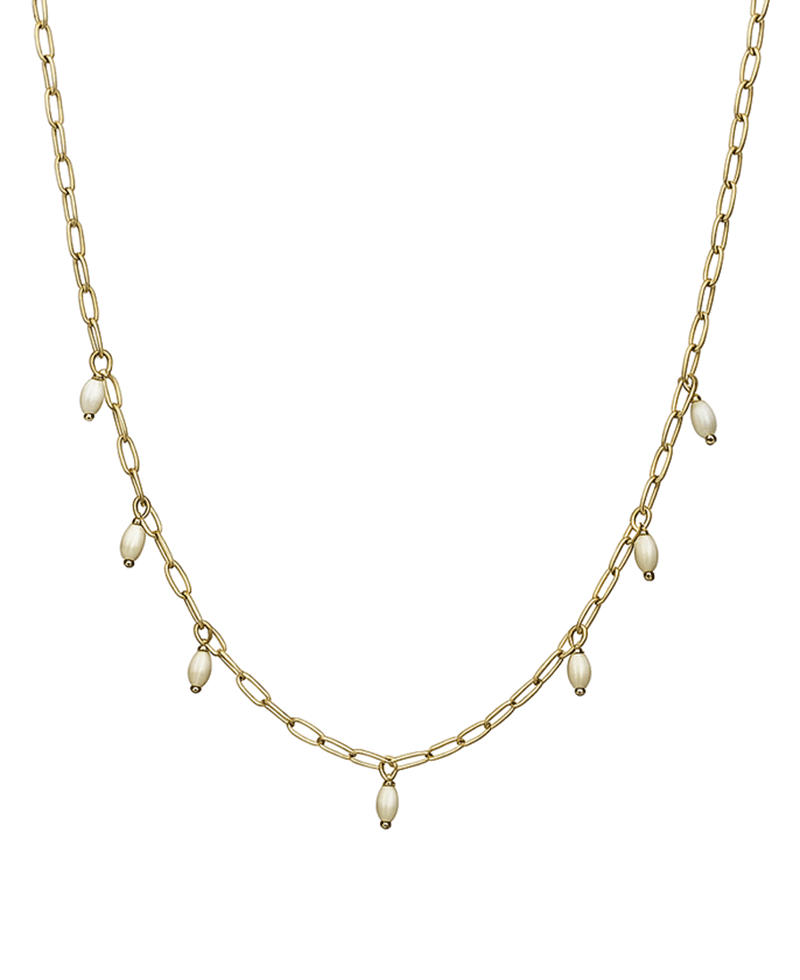 Chain w/ Beads Short Necklace - 16"