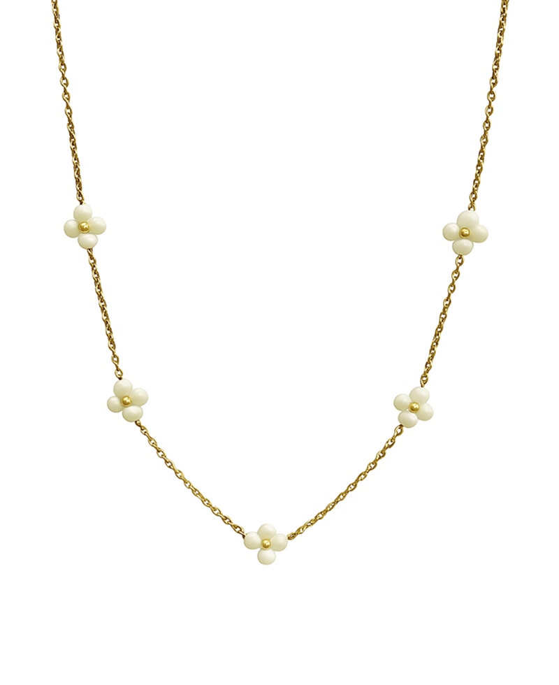 Flower Station Chain Short Necklace - 16"