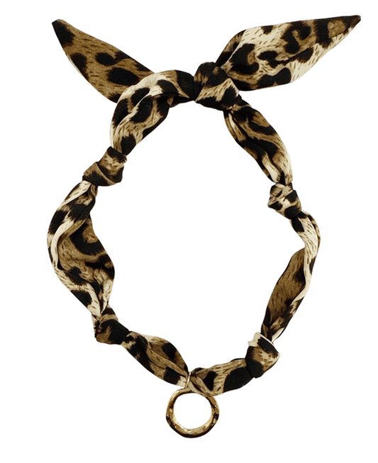 Round Charm Leopard Scarf Necklace