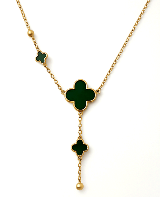 Multi Clover Y Shape Chain Short Necklace