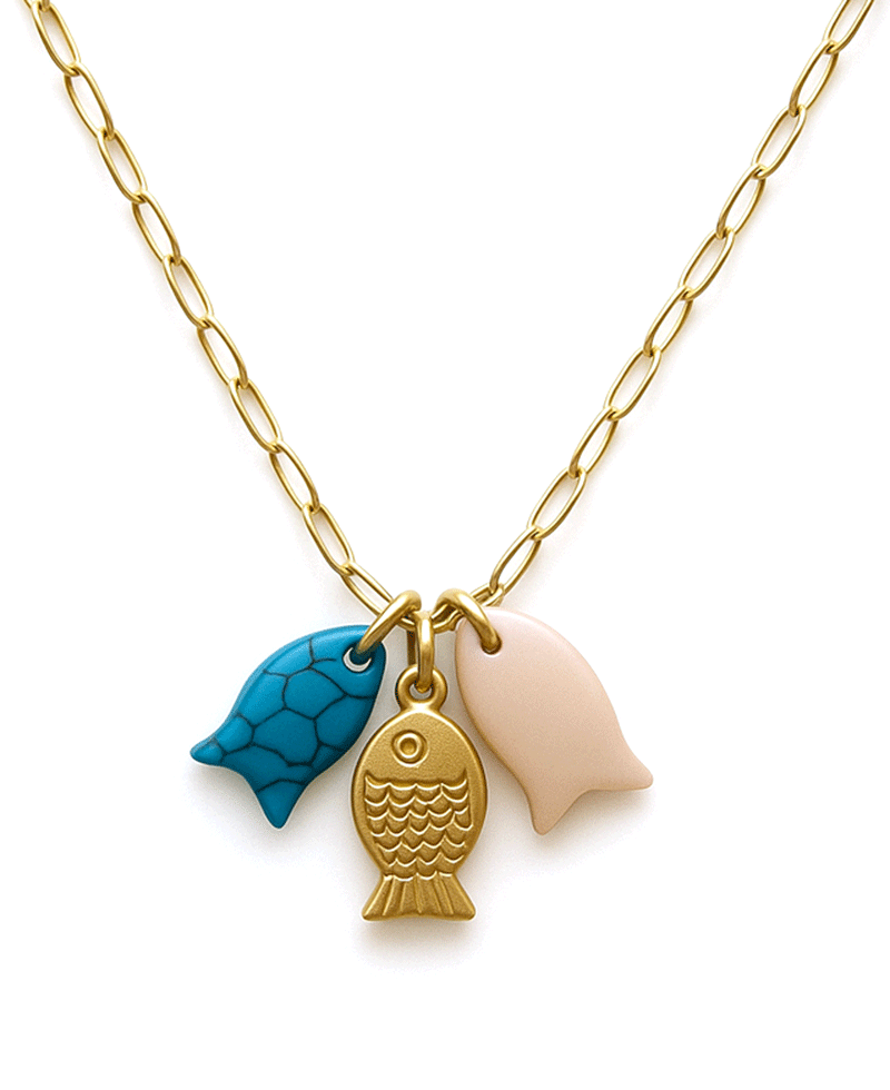 Multi Fish Chain Short Necklace
