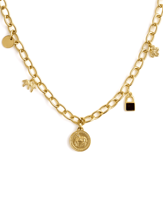 Multi Charm Chain Short Necklace