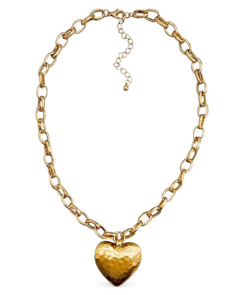 Puffy Heart Chain Short Necklace