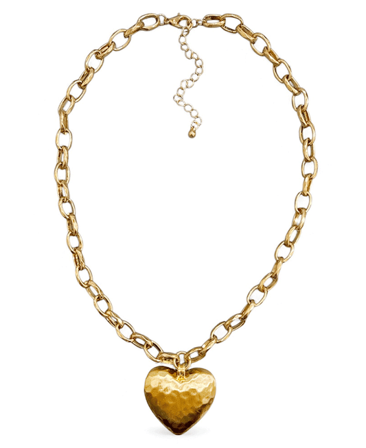 Puffy Heart Chain Short Necklace