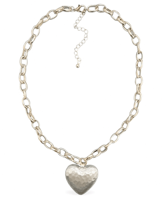 Puffy Heart Chain Short Necklace