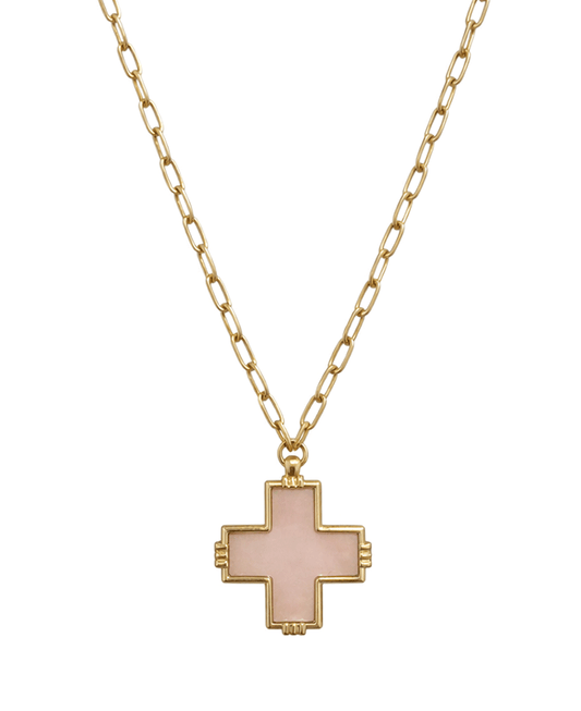 Shell Cross Paperclip Chain Short Necklace