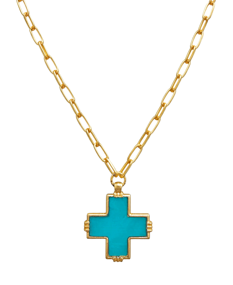 Shell Cross Paperclip Chain Short Necklace