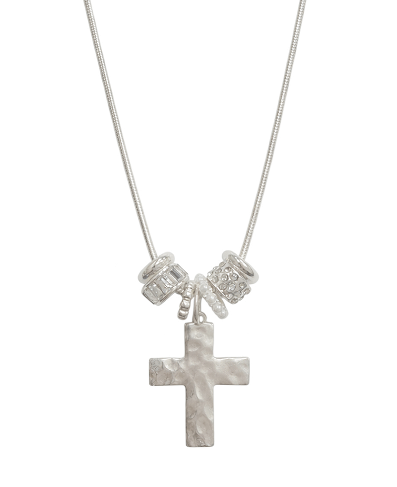Cross w/ Mixed Charms Snake Chain Necklace