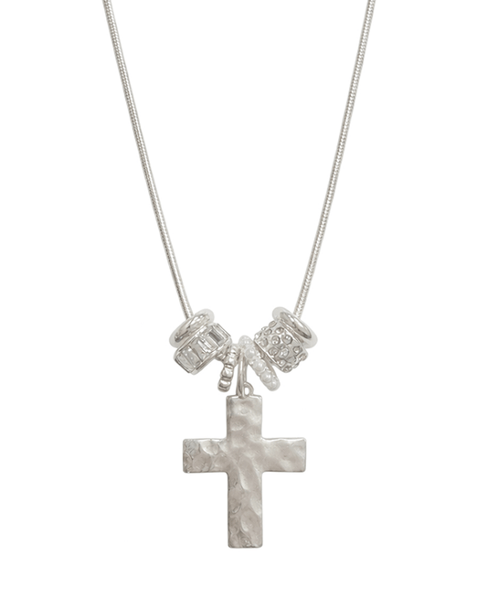 Cross w/ Mixed Charms Snake Chain Necklace