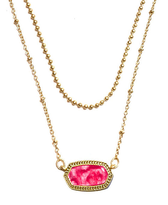 Enamel Pendant Layered Necklace