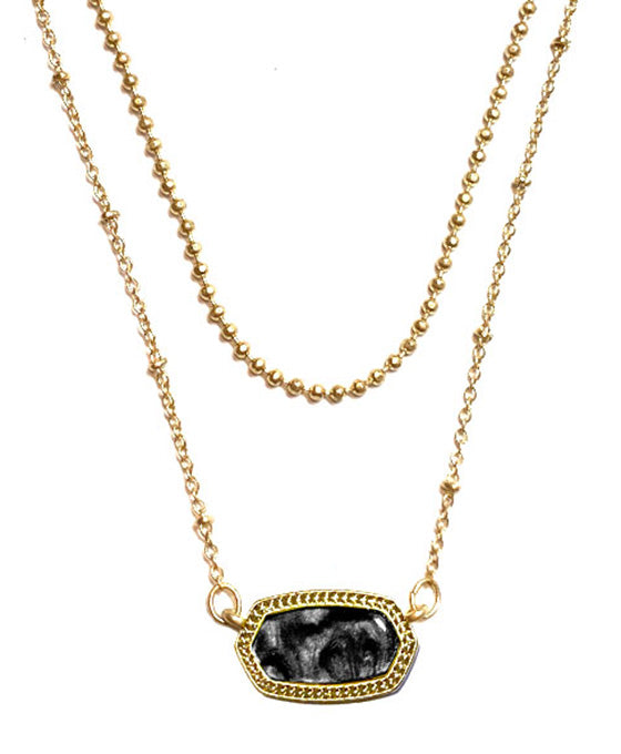 Enamel Pendant Layered Necklace